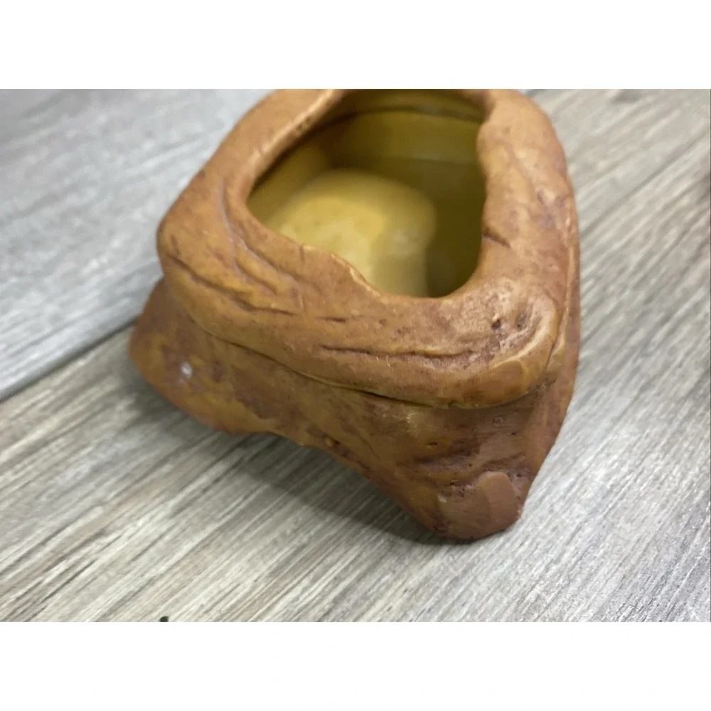 Natural Rock Style Reptile Hide and Water Dish Set Tan Brown Terrarium Decor